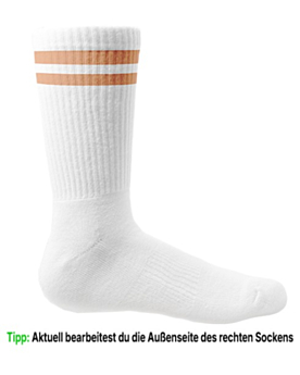 Socken selber gestalten: dein Foto oder Logo auf Sportsocken White/Peach